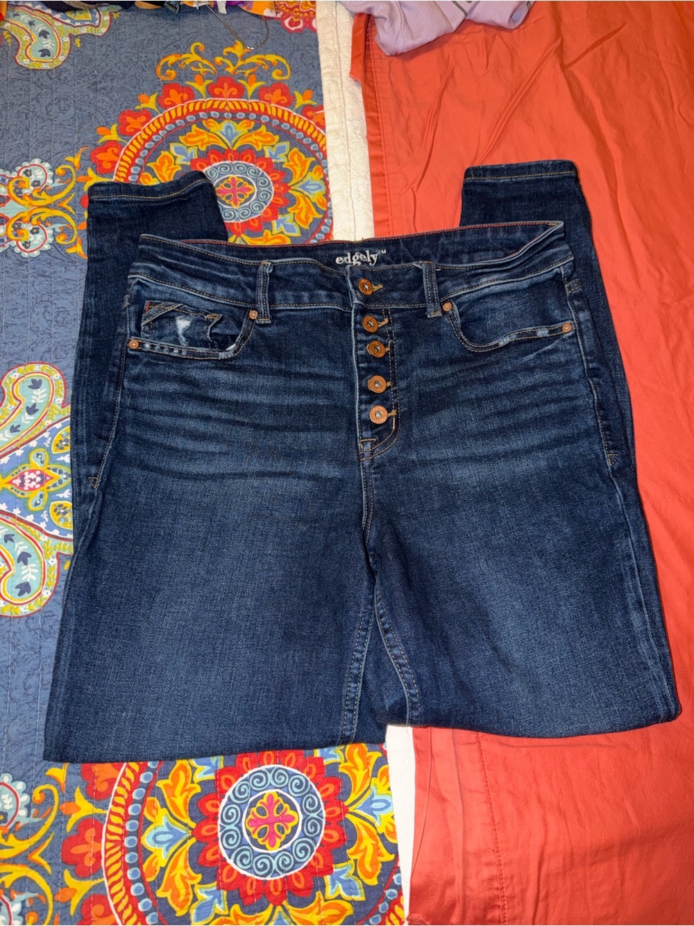 Maurices Edgely Dark Blue Skinny High-Rise Button-Fly Jeans